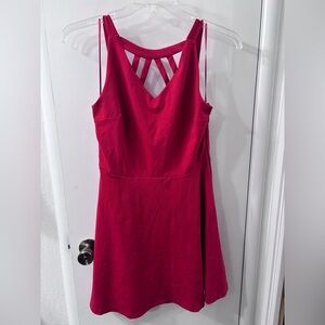 Adrienne Vittadini Striking Red Dress with Open Front Design